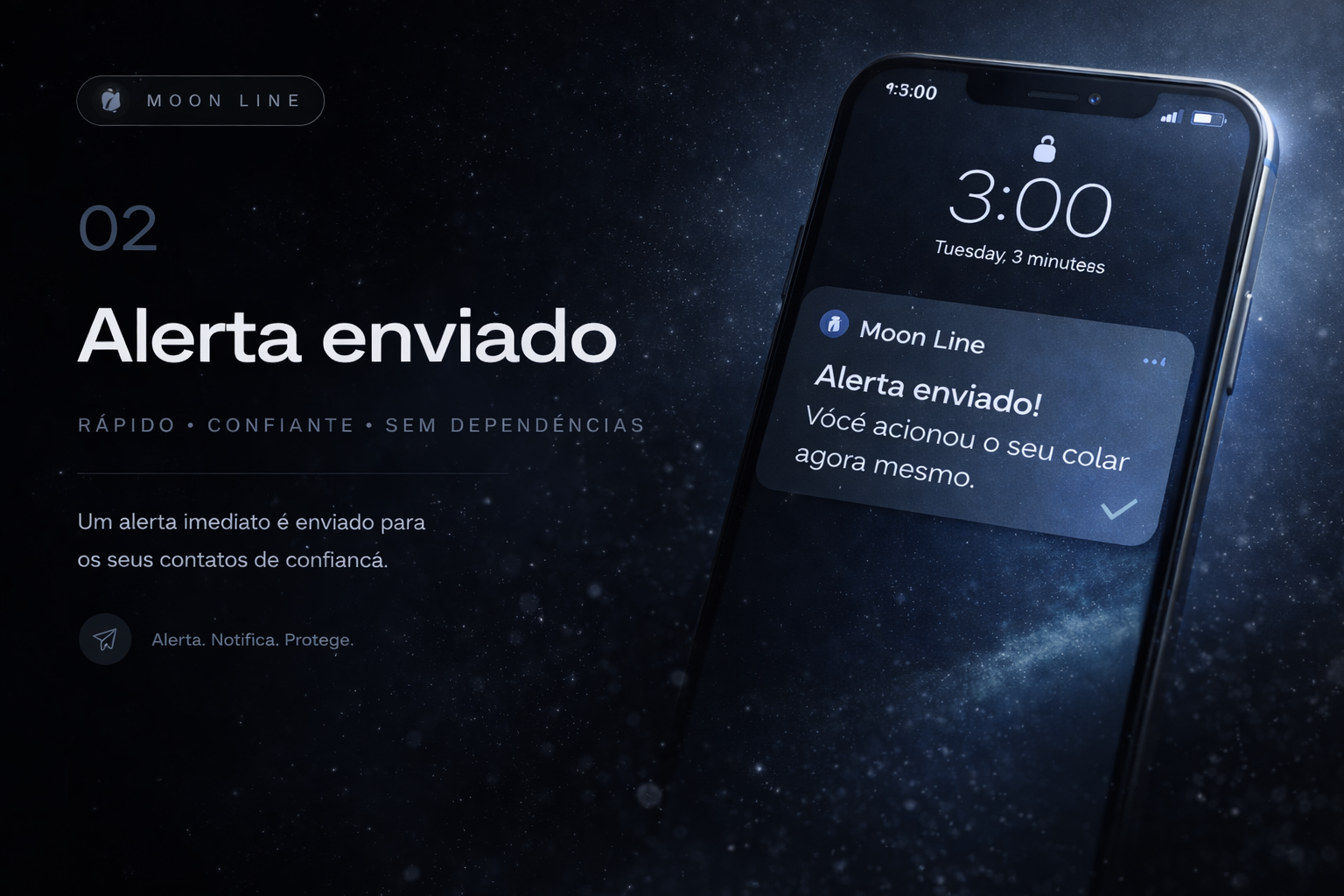 Notificação de alerta no celular Moon Line