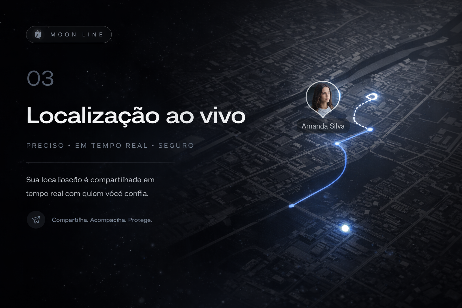 Mapa com localização em tempo real no Moon Line