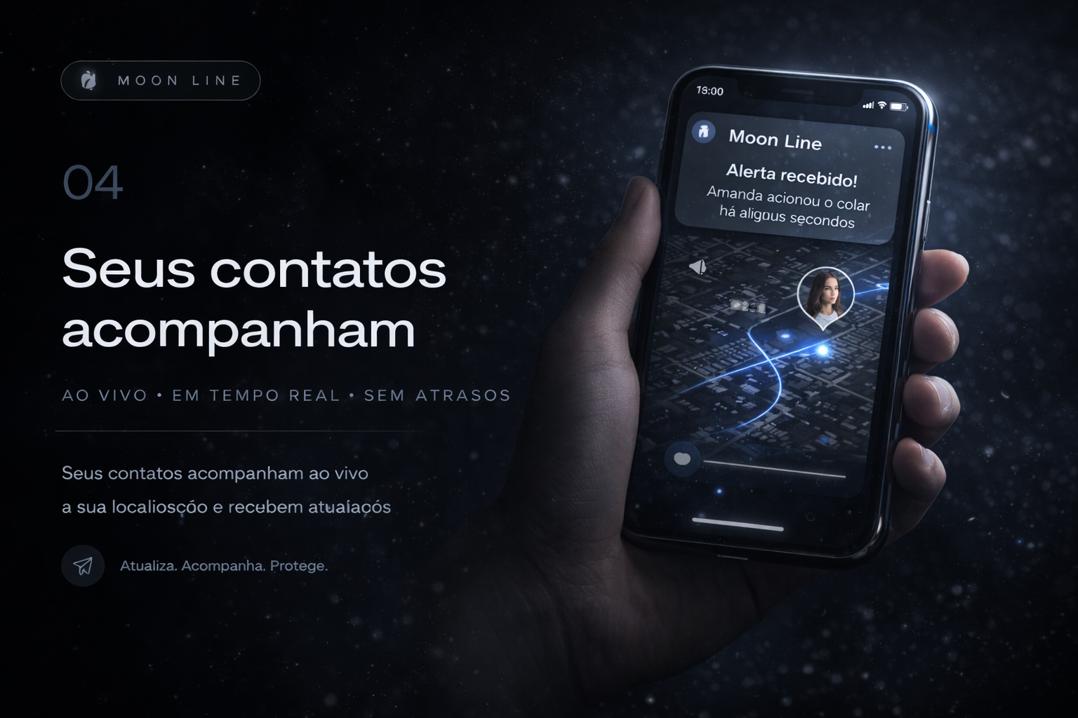 Celular com rastreamento ativo sendo acompanhado por contatos